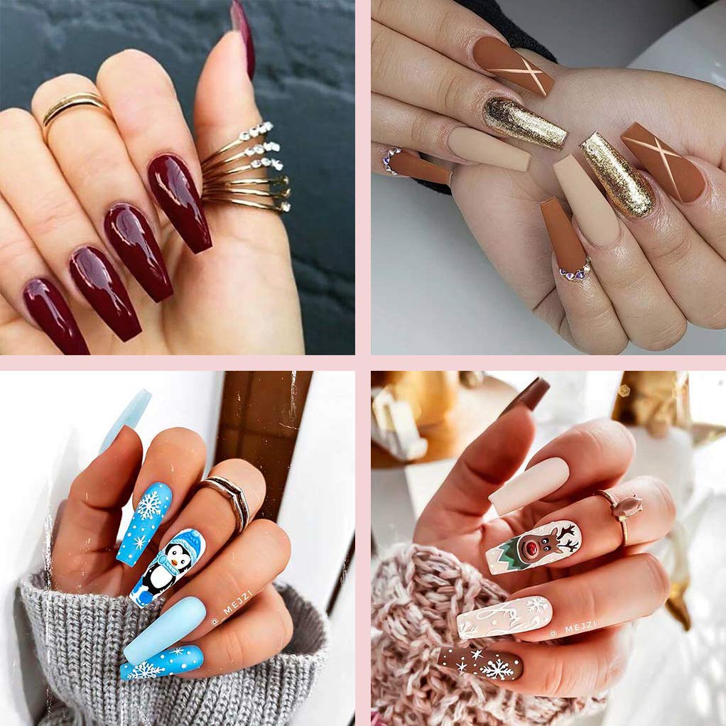 French Acrylic False Nail Tips, 500PCS Fake Nail Shape Artificial False Nails Tips 10 Sizes with Case for Nail Art Salons (Natural)