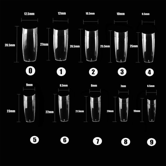 Artificial False Nails Tips 10 Sizes with Case for Nail Art Salons (Clear+Natural)