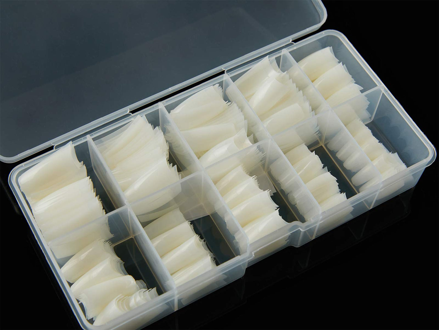 French Acrylic False Nail Tips, 500PCS Fake Nail Shape Artificial False Nails Tips 10 Sizes with Case for Nail Art Salons (Natural)