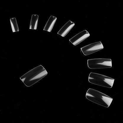 Full Cover Acrylic False Nail Tips, 500PCS Fake Nail Shape Artificial False Nails Tips 10 Sizes with Case for Nail Art Salons and Home DIY(Clear)